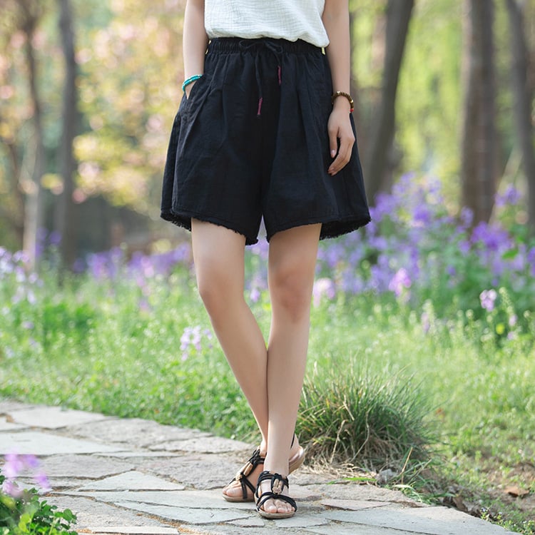 Vintage Raw-edged Drawstring Casual Loose Pants Image 2