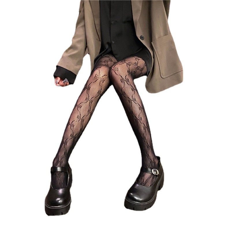 Feminine Hollow Jacquard Bow Bottoming Stockings - Style 1