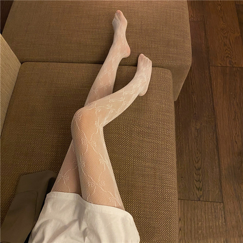 Feminine Hollow Jacquard Bow Bottoming Stockings - Style 2