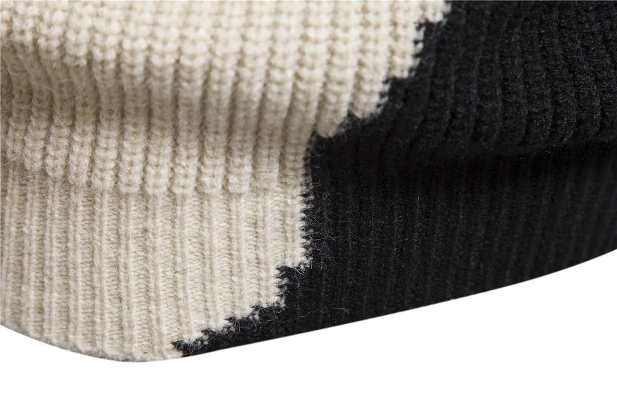 Men's Knitted Color Block Turtleneck Sweater