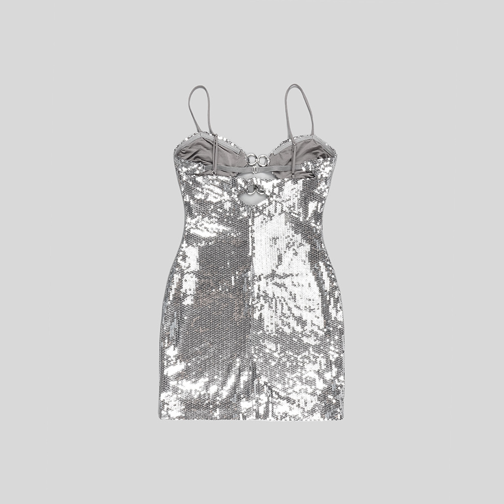 Silver Sequin Sling Dress 11