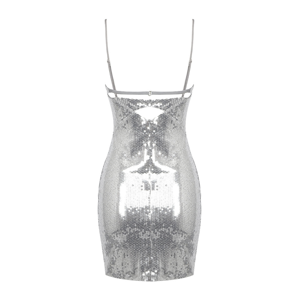 Silver Sequin Sling Dress 9