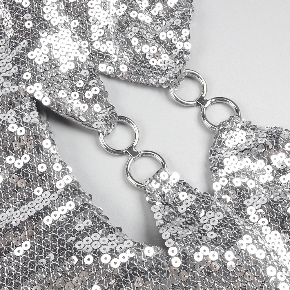 Silver Sequin Sling Dress 15