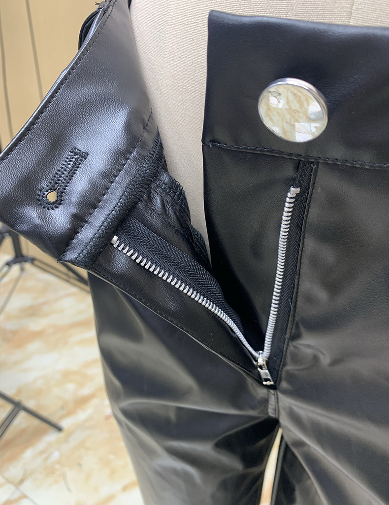 Women's High Waist Straight PU Trousers Image 2