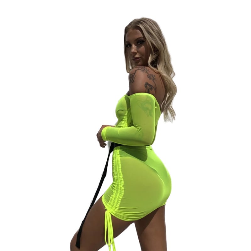 Mesh Sexy Off-the-shoulder Hip Skirt - Image 3