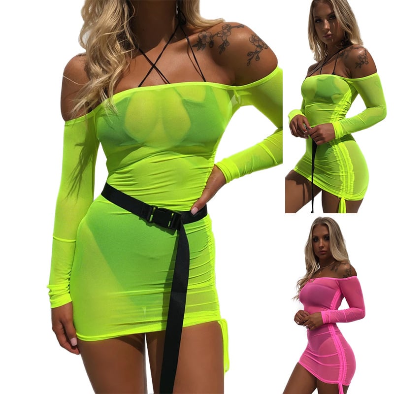 Mesh Sexy Off-the-shoulder Hip Skirt - Image 2