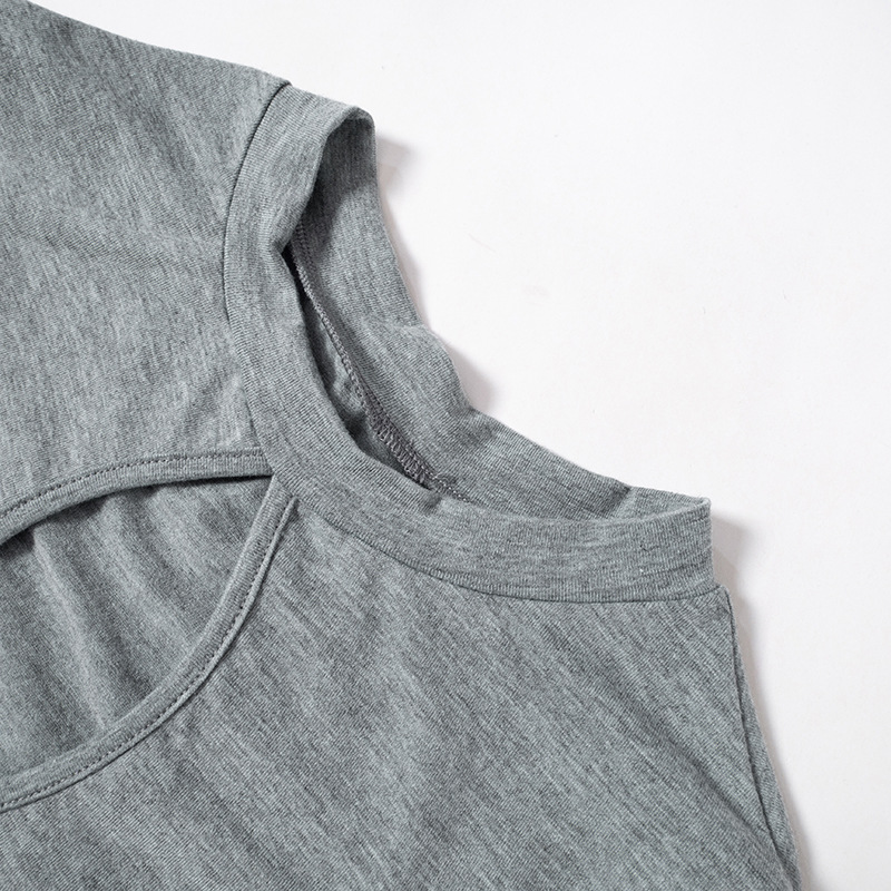 Women's Solid Color Long Sleeve Hollow Dress 15