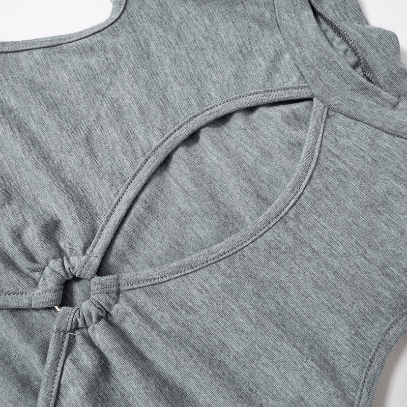 Women's Solid Color Long Sleeve Hollow Dress 16