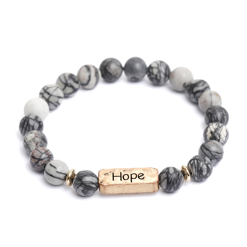 Natural Stone Engraved Hope Bracelet Color Option 3