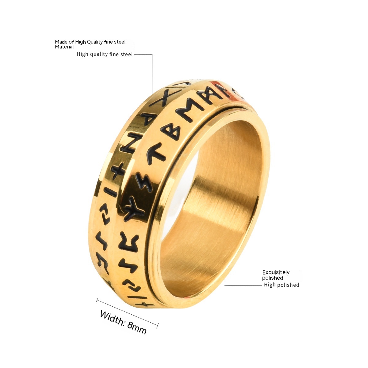 Retro Nordic Viking Luen Rune Ring 4