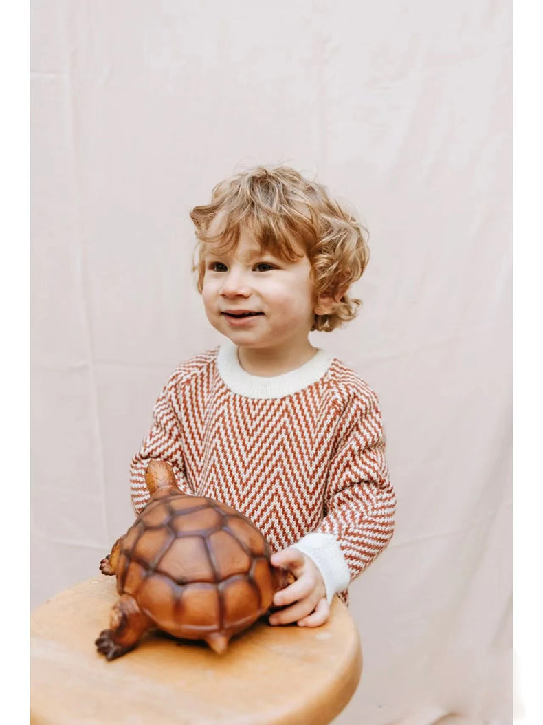 Autumn And Winter Children's Christmas Wave Pattern Sweater Round Neck Pullover