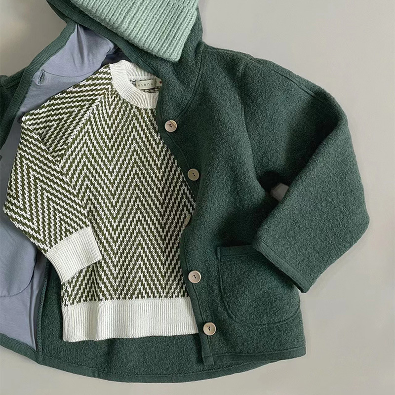 Autumn And Winter Children's Christmas Wave Pattern Sweater Round Neck Pullover