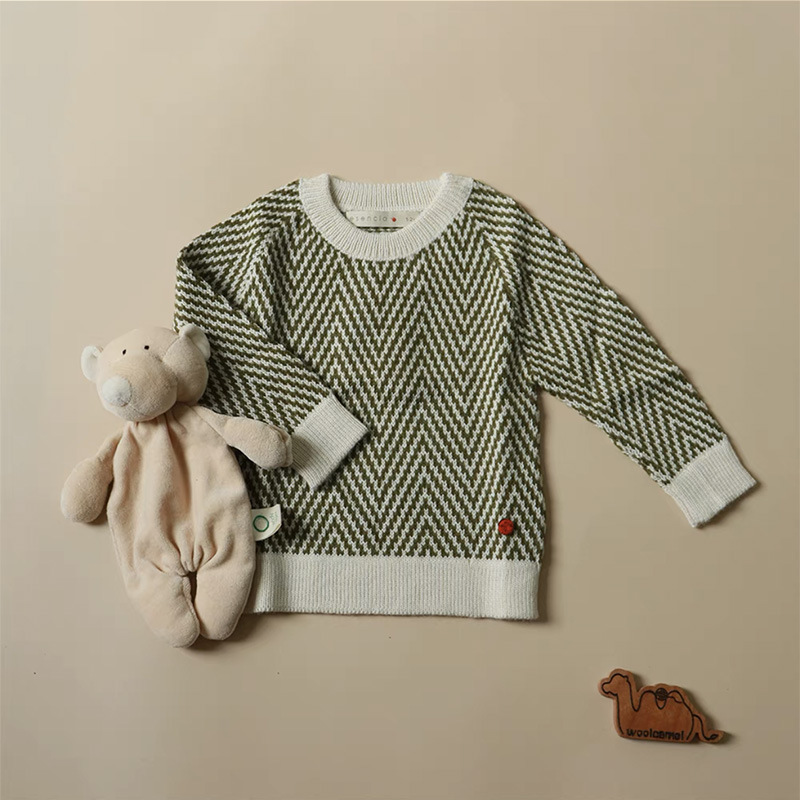 Autumn And Winter Children's Christmas Wave Pattern Sweater Round Neck Pullover