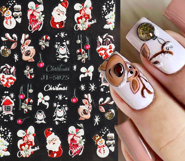 5D Nail Art Sticker Christmas Relief - Image 2