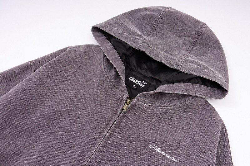 Washed And Worn Retro Hooded Jacket 15