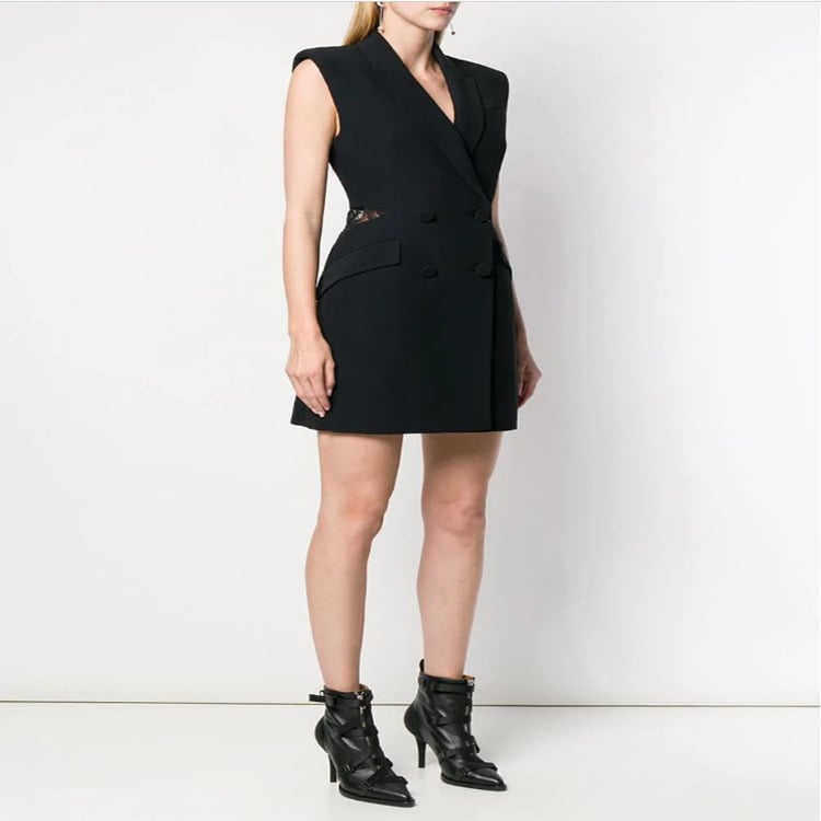 Double Breasted Slim Dress Lifestyle Shot