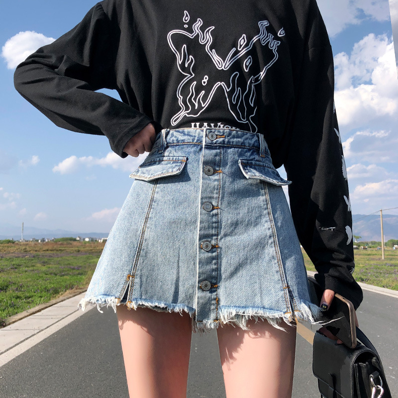 Retro Blue Denim Skirt