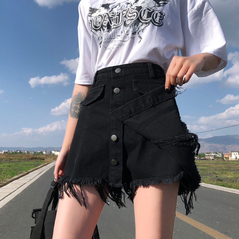 Black Denim Skirt