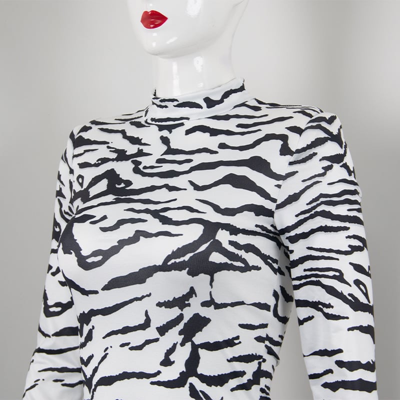Half Turtleneck Zebra Print Dress Image 5