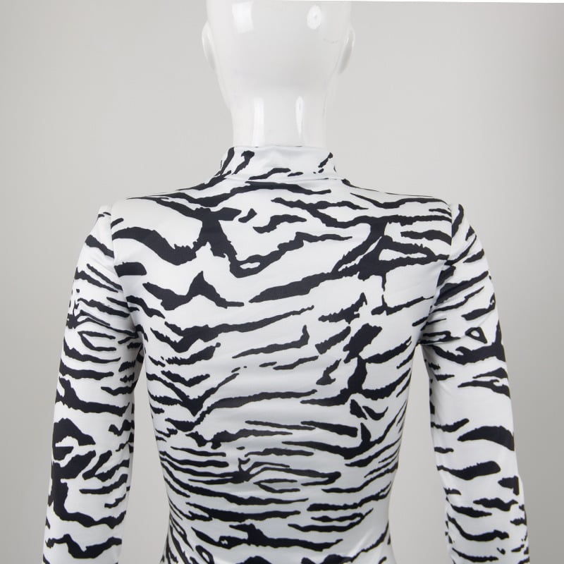 Half Turtleneck Zebra Print Dress Image 14