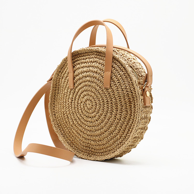 New Round Portable Straw Woven Bag Image 6