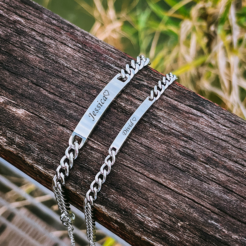 Engraved Titanium Steel Lovers' Day Bracelet 5