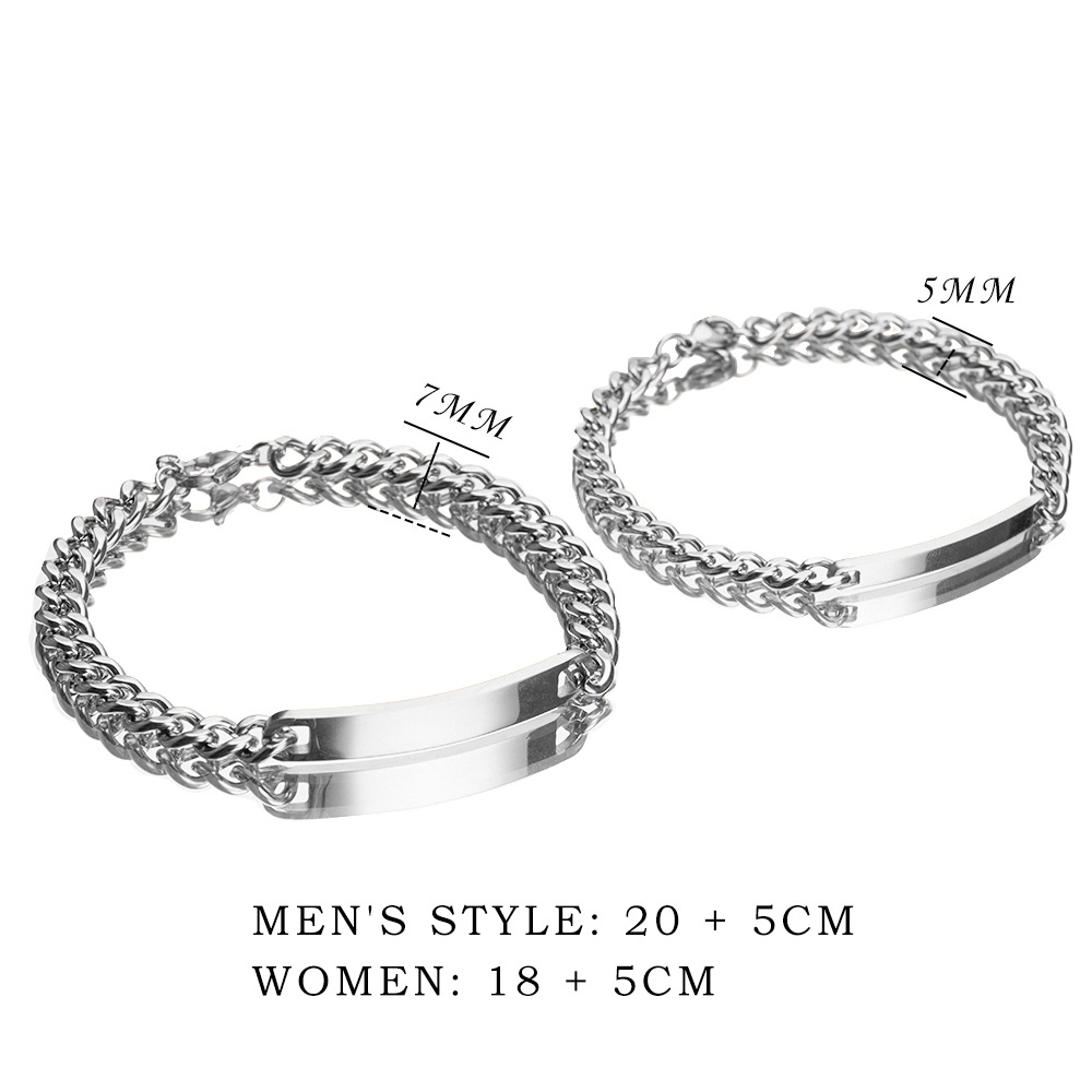 Engraved Titanium Steel Lovers' Day Bracelet 6