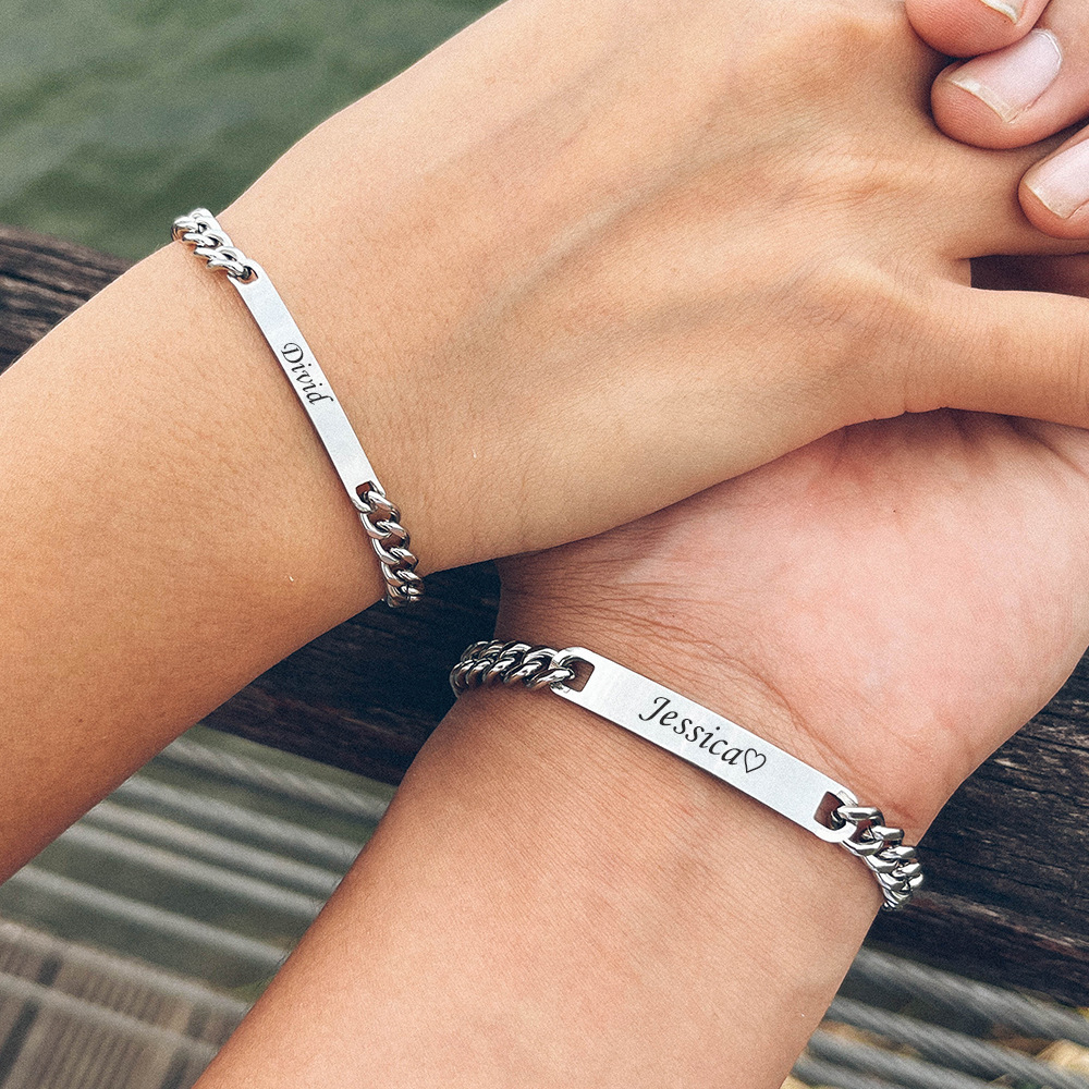Engraved Titanium Steel Lovers' Day Bracelet 7