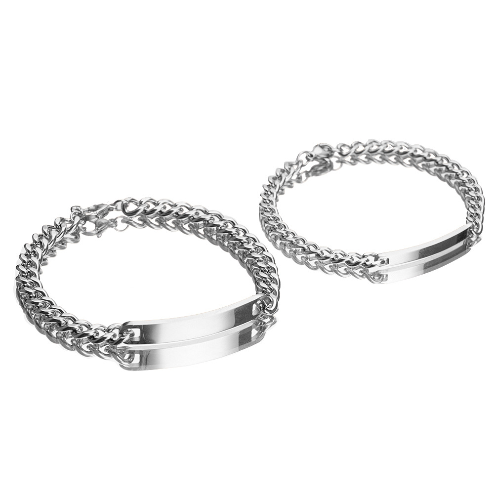 Engraved Titanium Steel Lovers' Day Bracelet 1