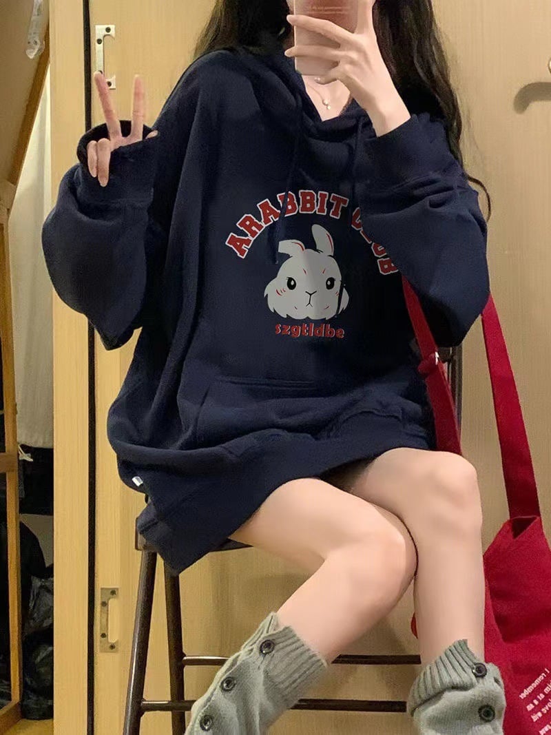 Rabbit Printed Hoodie Image 6