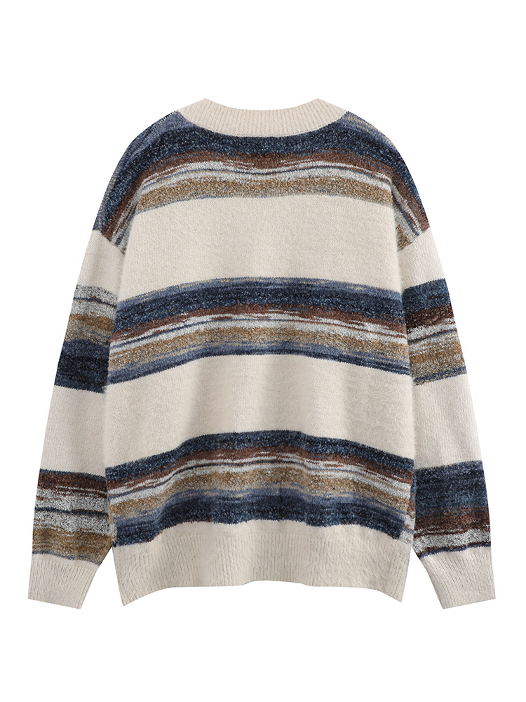 Men's Rainbow Striped Gradient Sweater Cardigan Image 8