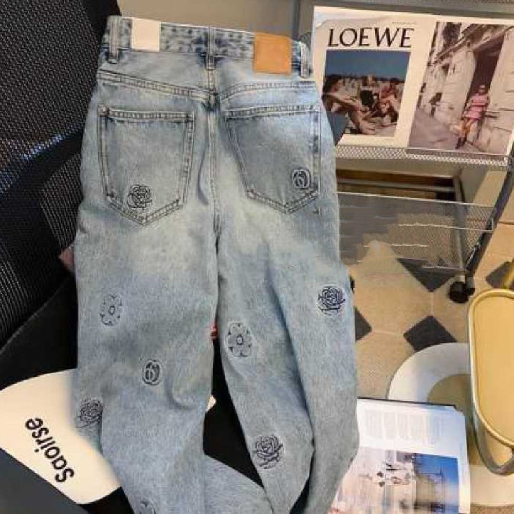 Women's Fashionable Light Blue Straight Pants 3