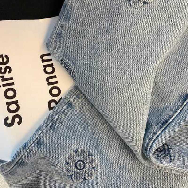 Women's Fashionable Light Blue Straight Pants 4