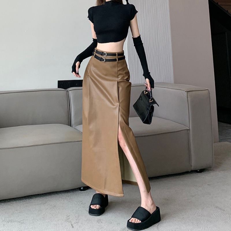 Black High-grade PU Leather Skirt - Image 5