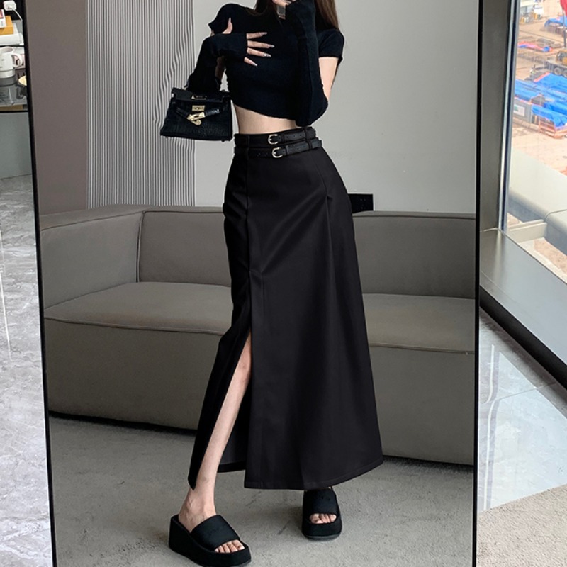 Black High-grade PU Leather Skirt - Image 4