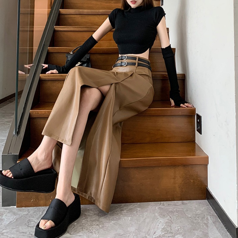 Black High-grade PU Leather Skirt - Image 3