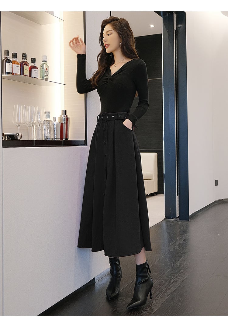 Woolen Pleats Umbrella Skirt