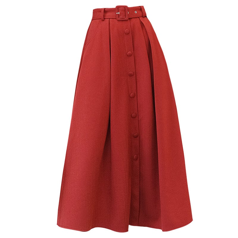 Woolen Pleats Umbrella Skirt