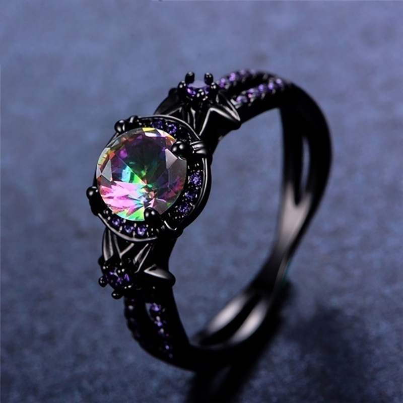 European And American Retro Black Gold Skull Women's Ring Image 5