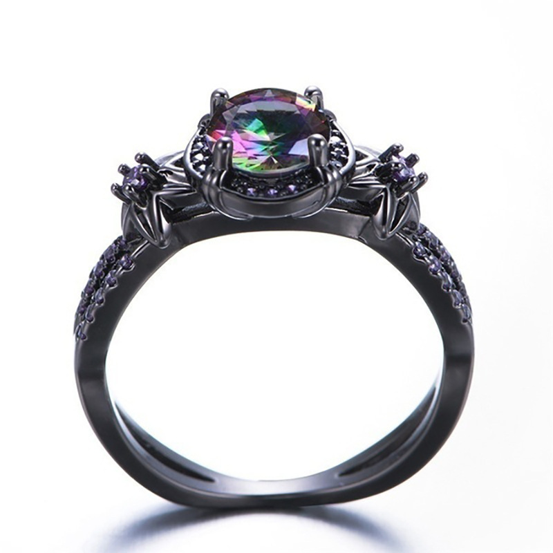 European And American Retro Black Gold Skull Women's Ring Image 3