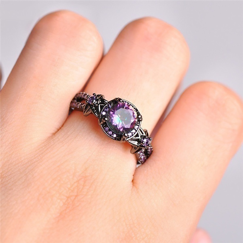 European And American Retro Black Gold Skull Women's Ring Image 1