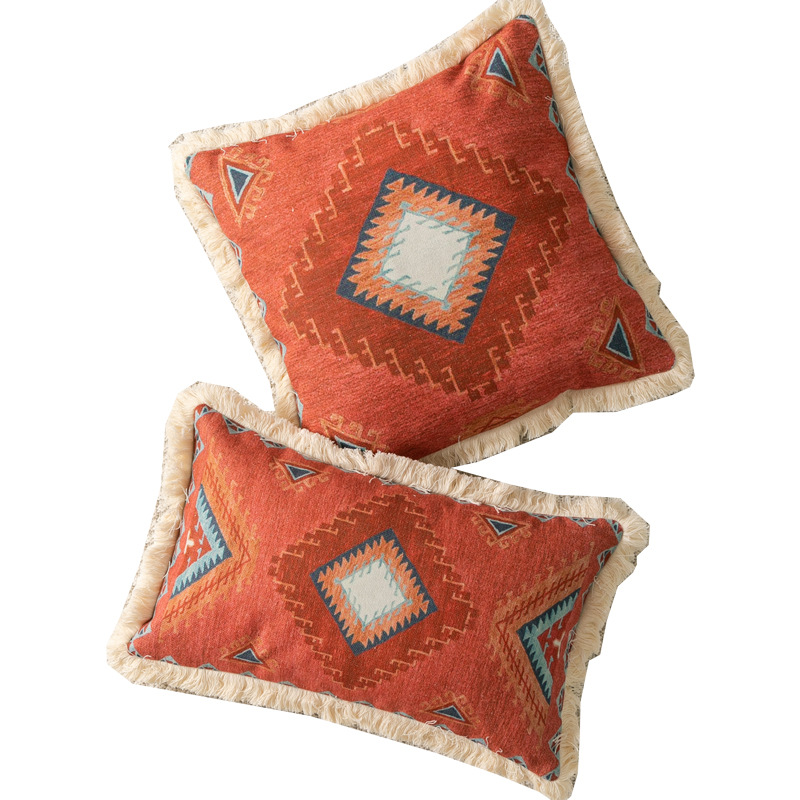 Retro Pattern Tassel Lace Decorative Pillowcase 1
