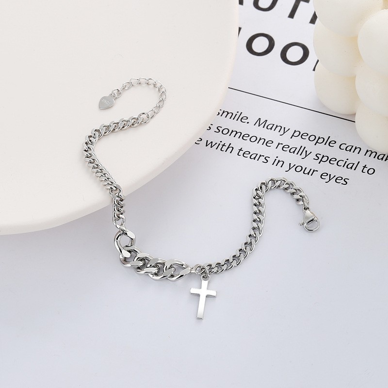 Creative Simple Cross Personalized Hip Hop Ins Bracelet Image 5