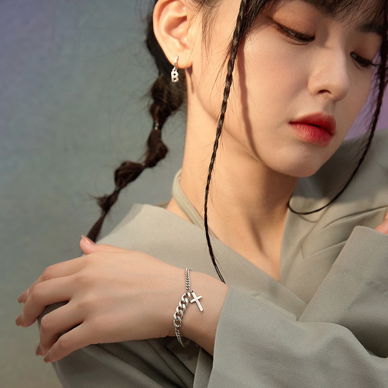 Creative Simple Cross Personalized Hip Hop Ins Bracelet Image 3