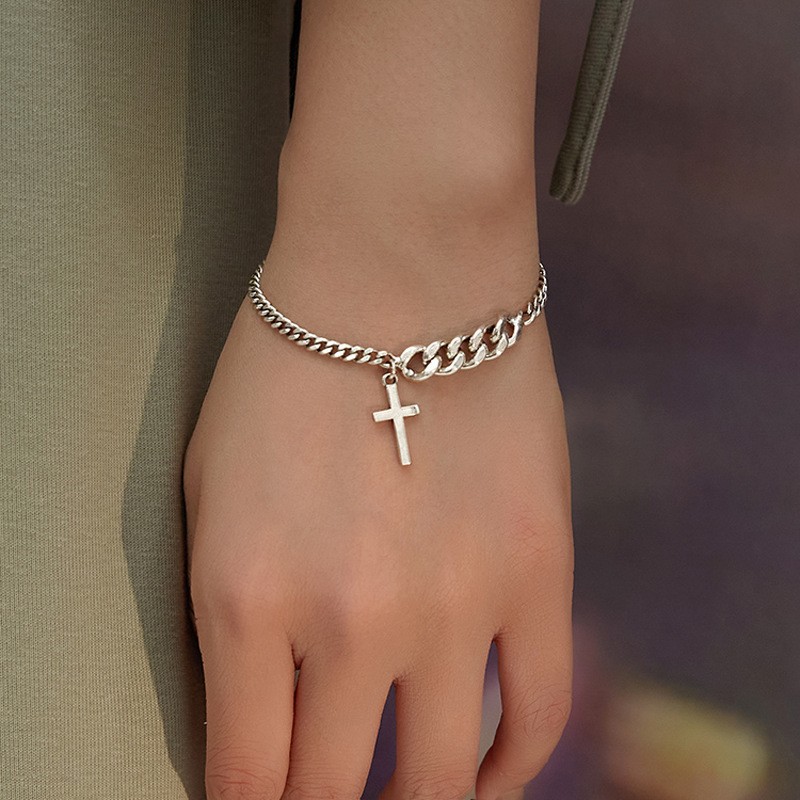 Creative Simple Cross Personalized Hip Hop Ins Bracelet Image 1