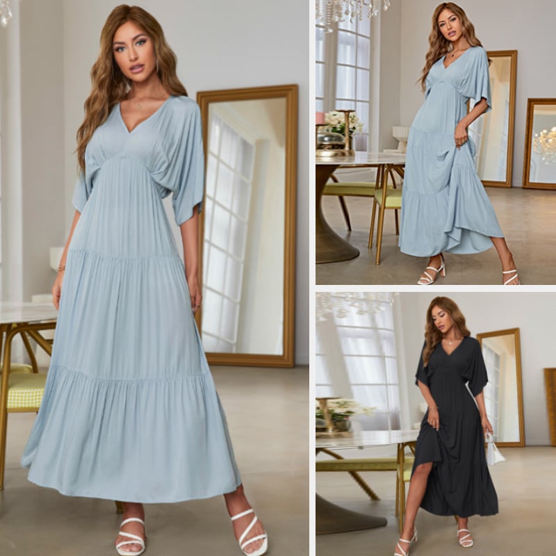 V-neck Batwing Sleeve Dress Image 3