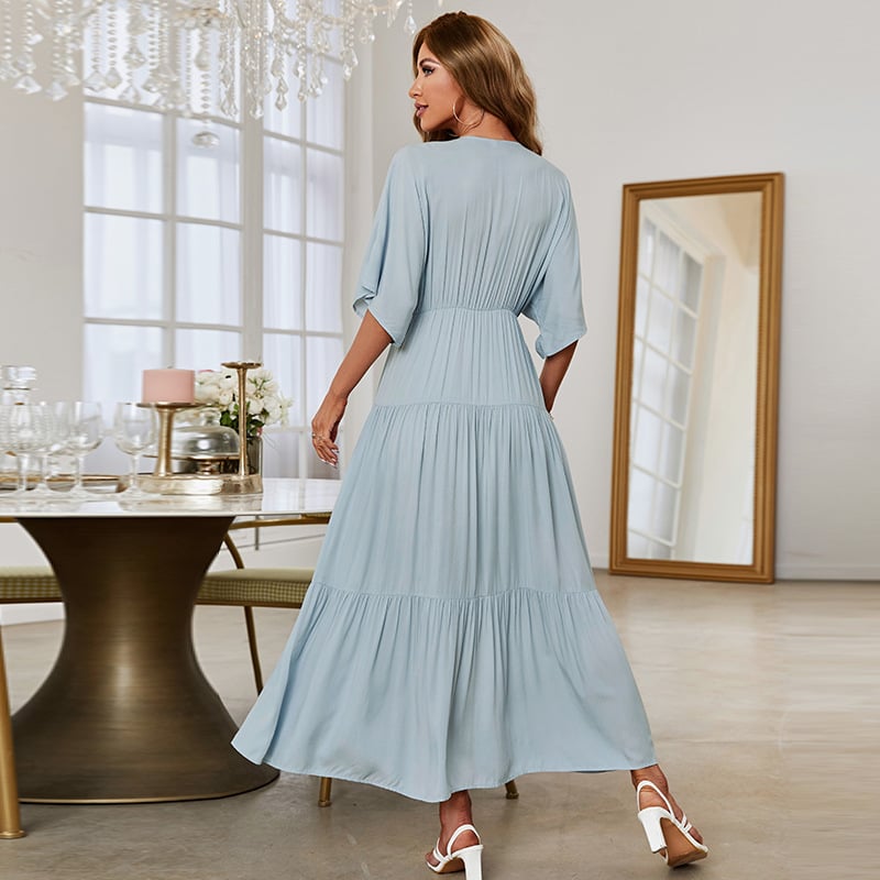 V-neck Batwing Sleeve Dress Image 6