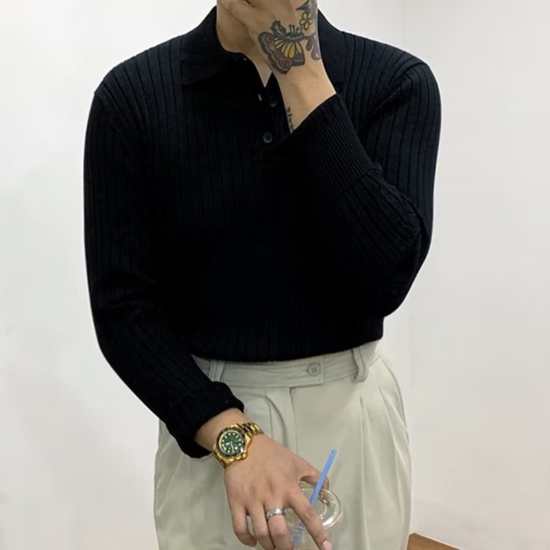 Autumn Polo Lapel Sweater Image 8