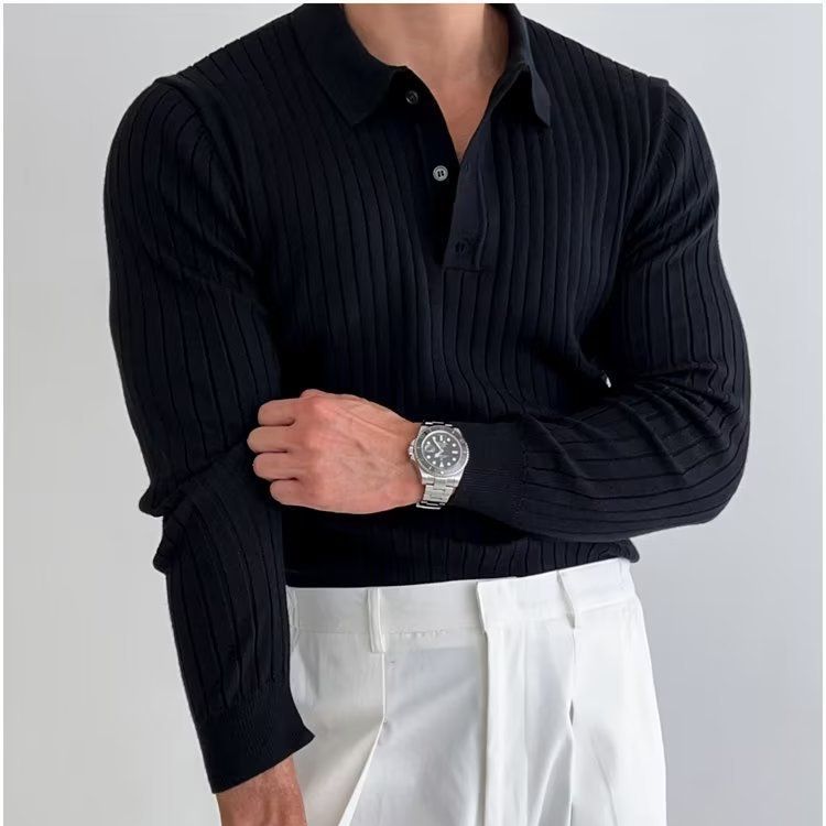 Autumn Polo Lapel Sweater Image 10