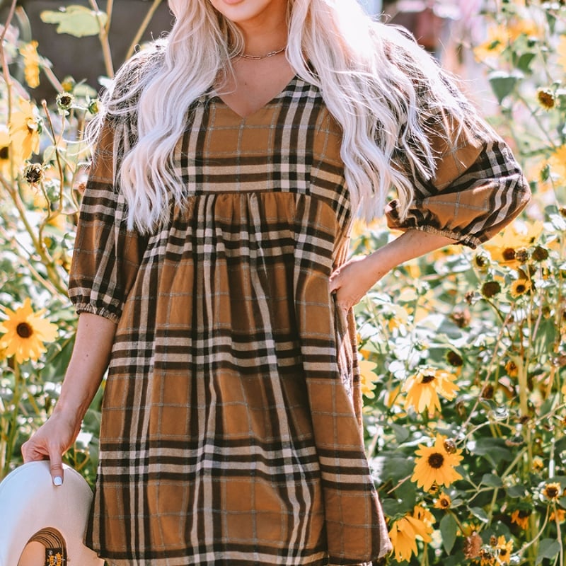 Printed Checks Dress Side View
